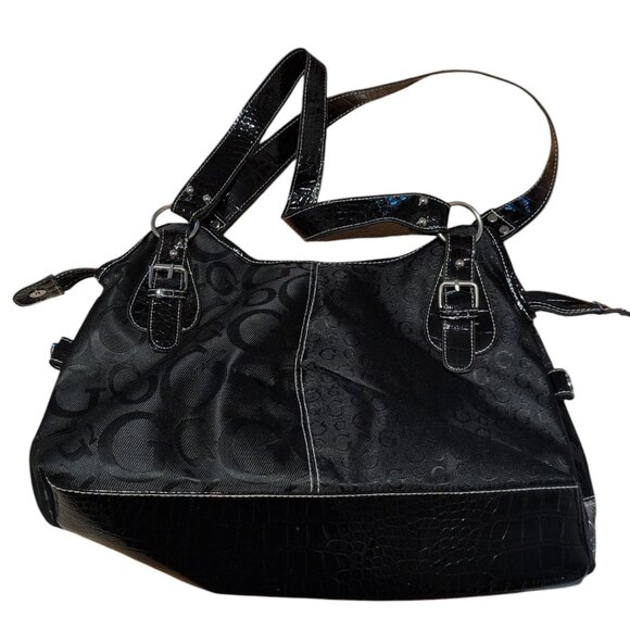 d - fusion Purse Black Faux Leather Medium Size Handbag with Logo Single Pocket - Picture 2 of 4
